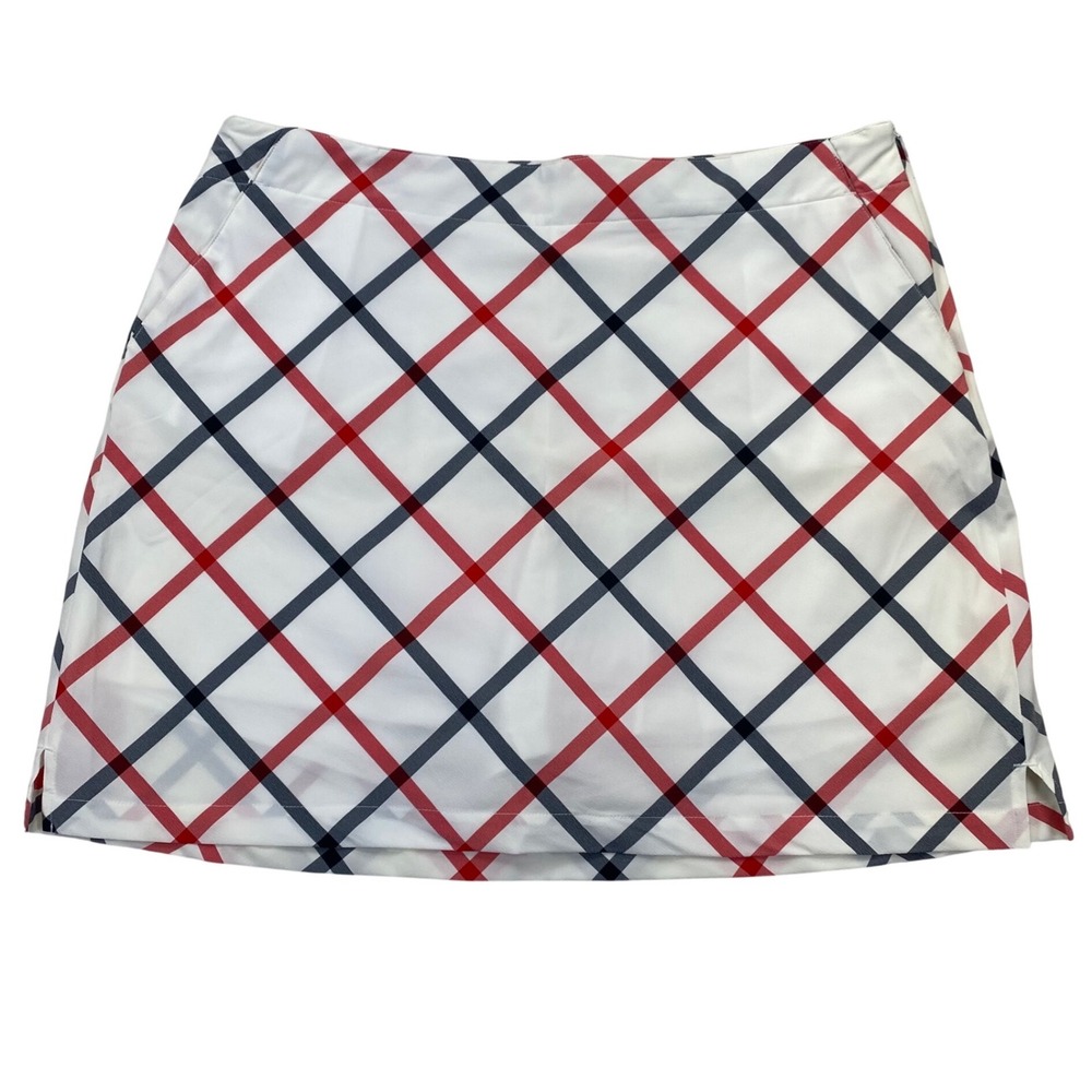 Lady Hagen Golf Skort Womens 14 White Red Navy Plaid Athletic Skirt NWT